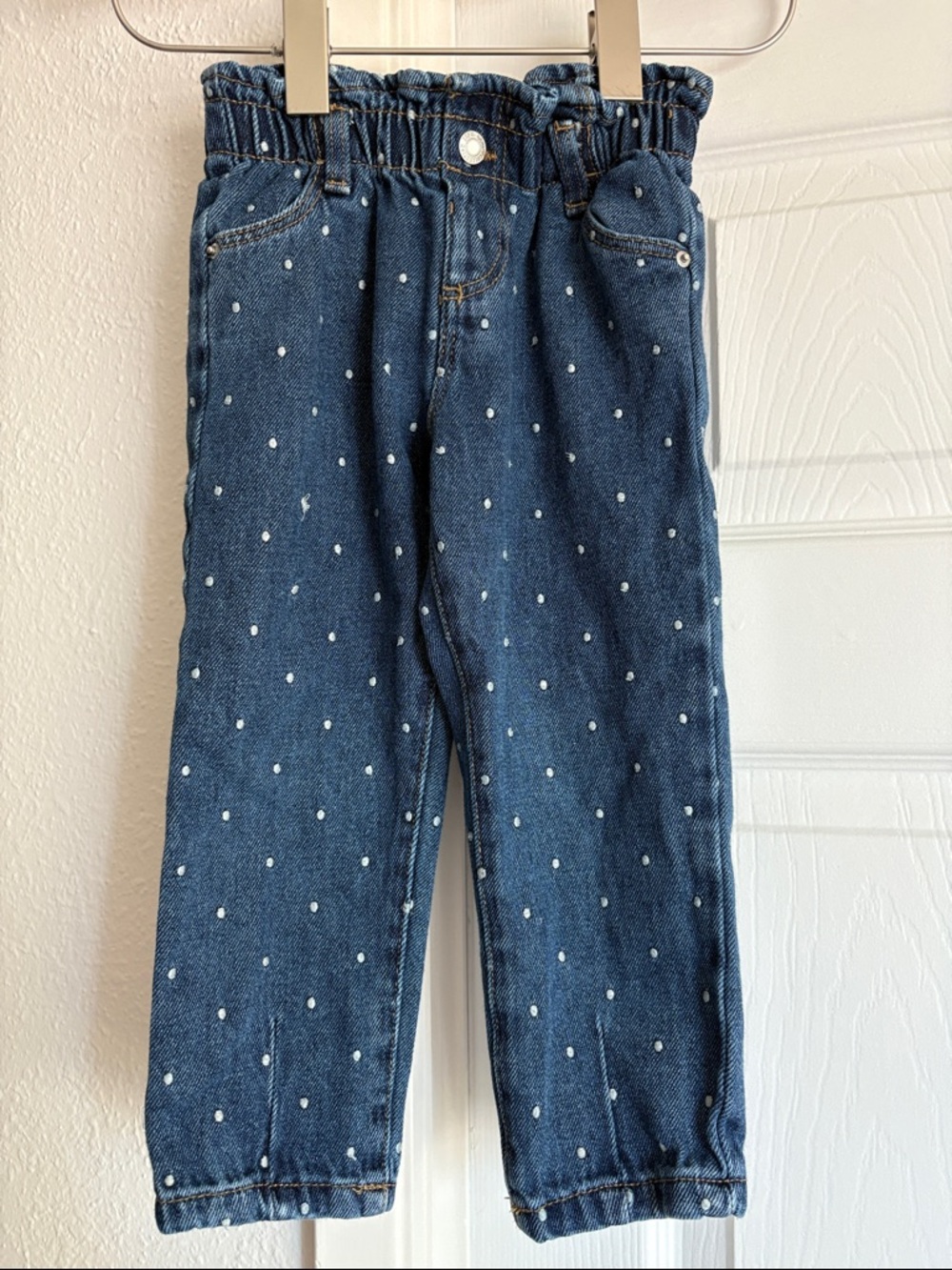 Zara Girls 4 embroidered polka dot paper bag jeans - Picture 2 of 5